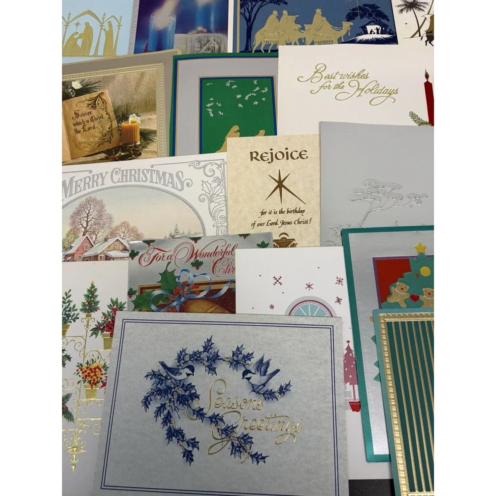 Vintage Metallic Christmas Cards Fronts ONLY for Scrapbooking Crafts Lot of 50+